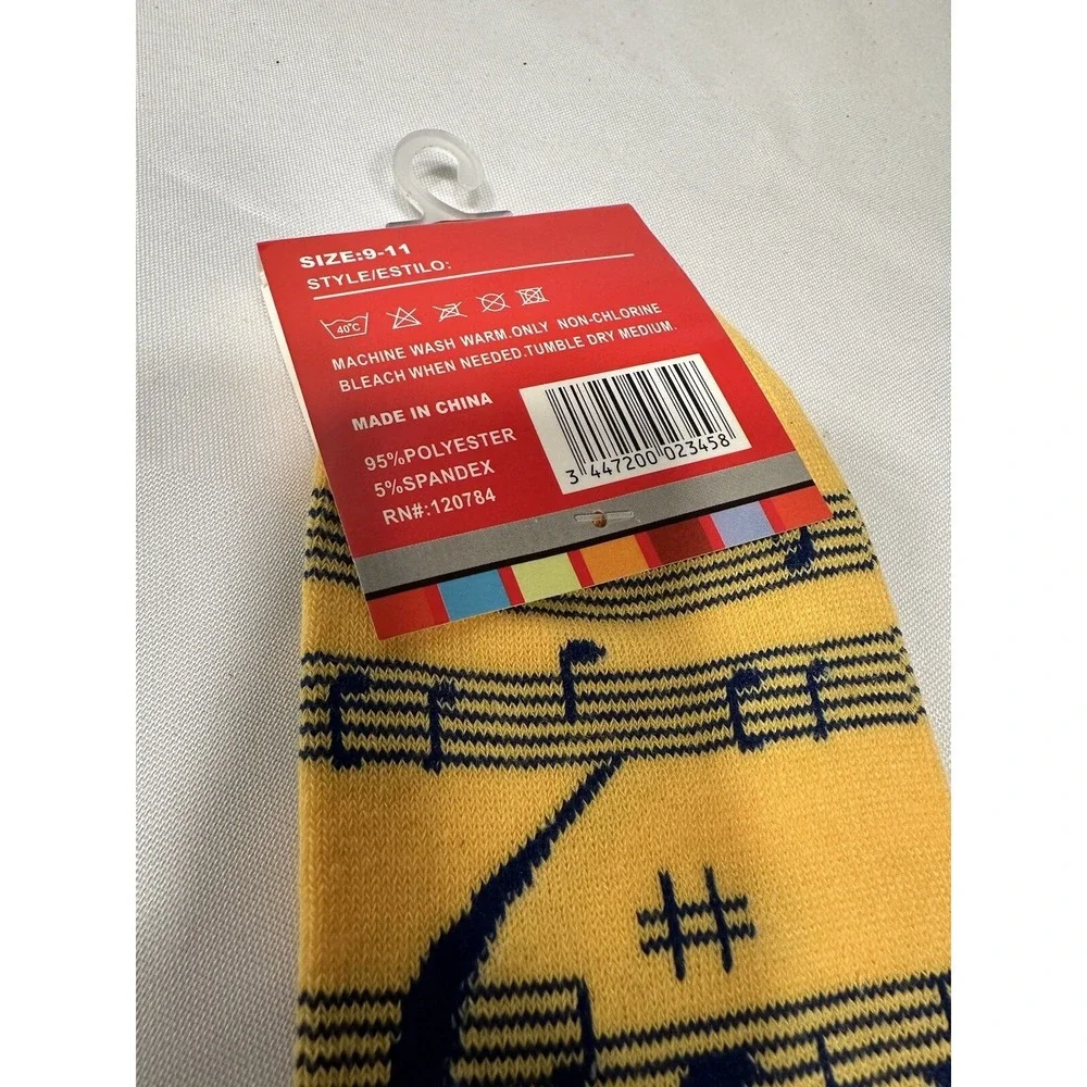 1 pair YELETE womens music knee‎ high crew socks size 9-11